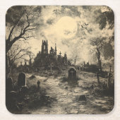 Halloween  Graveyard Tombstone Kartonnen Onderzetters (Voorkant)