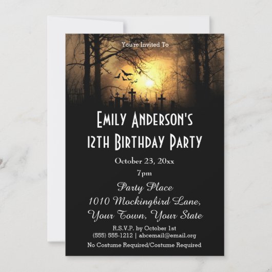 Halloween Graveyard Verjaardag Kaart (Voorkant)