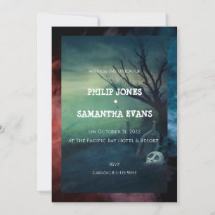 Halloween Graveyard Wedding Invitation Kaart