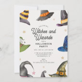 Halloween Gray Wizards & Witches Party Kaart (Voorkant)