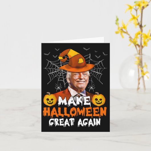 Halloween Great Again Grappige Trump Jack O Lanter Kaart (Gele Bloem)