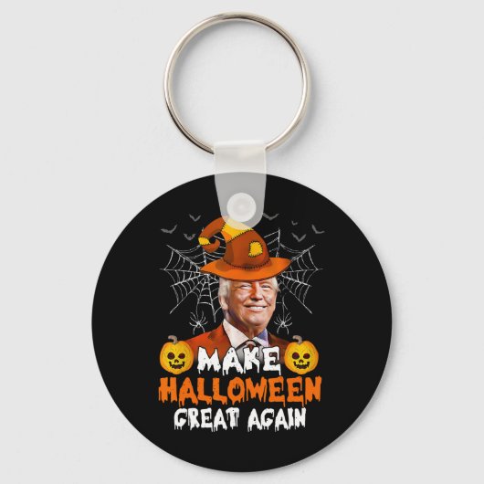 Halloween Great Again Grappige Trump Jack O Lanter Sleutelhanger (Voorkant)