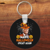 Halloween Great Again Grappige Trump Jack O Lanter Sleutelhanger (Voorkant)