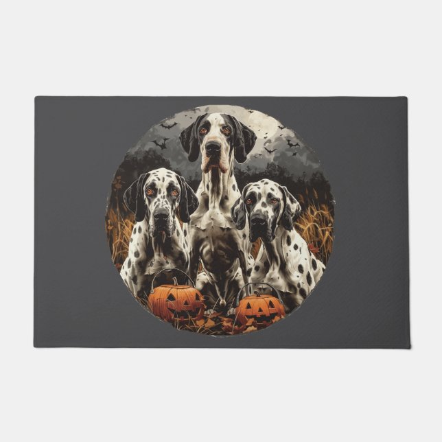 Halloween Great Dane Dogs Jack O Lantern Deurmat (Voorkant)