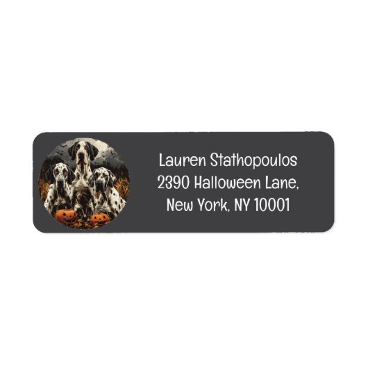 Halloween Great Dane Dogs Jack O Lantern Etiket (Voorkant)