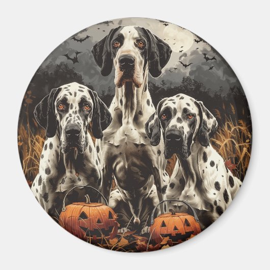 Halloween Great Dane Dogs Jack O Lantern Magneet (Voorkant)