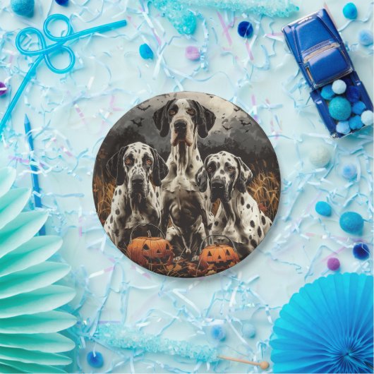 Halloween Great Dane Dogs Jack O Lantern Papieren Bordje (Feest)