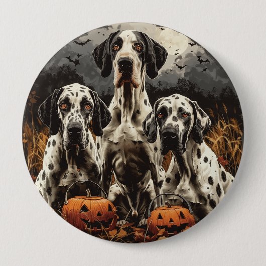 Halloween Great Dane Dogs Jack O Lantern Ronde Button 4,0 Cm (Voorkant)