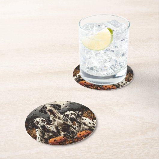 Halloween Great Dane Dogs Jack O Lantern Ronde Kartonnen Onderzetter (Insitu)