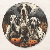 Halloween Great Dane Dogs Jack O Lantern Ronde Kartonnen Onderzetter (Voorkant)