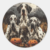 Halloween Great Dane Dogs Jack O Lantern Ronde Sticker (Voorkant)