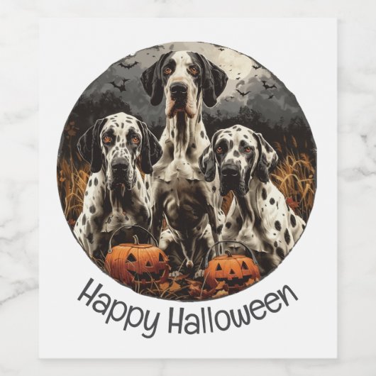 Halloween Great Dane Dogs Jack O Lantern Wijn Etiket (Enkel label)