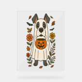 Halloween Great Dane Flowers Acryl Bord (Voorkant)