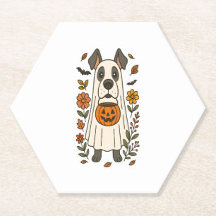 Halloween Great Dane Flowers Kartonnen Onderzetters