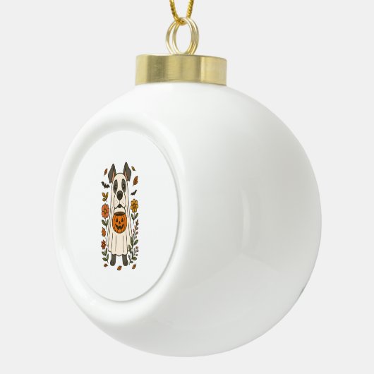 Halloween Great Dane Flowers Keramische Bal Ornament (Rechts)