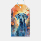 Halloween Great Dane met pompoenen eng Cadeaulabel (Achterkant)