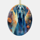 Halloween Great Dane met pompoenen eng Keramisch Ornament (Rechts)