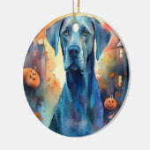 Halloween Great Dane met pompoenen eng Keramisch Ornament (Links)