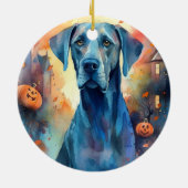 Halloween Great Dane met pompoenen eng Keramisch Ornament (Achterkant)