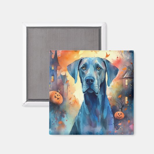 Halloween Great Dane met pompoenen eng Magneet (Voorkant / Achterkant)