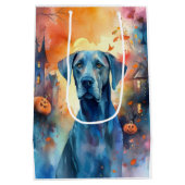 Halloween Great Dane met pompoenen eng Medium Cadeauzakje (Achterkant)