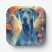 Halloween Great Dane met pompoenen eng Papieren Bordje (Voorkant)