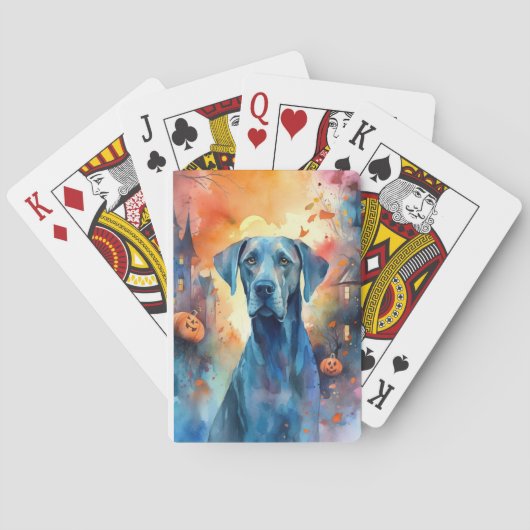 Halloween Great Dane met pompoenen eng Pokerkaarten (Achterkant)