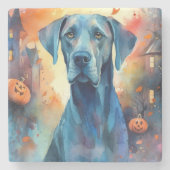 Halloween Great Dane met pompoenen eng Stenen Onderzetter (Voorkant)