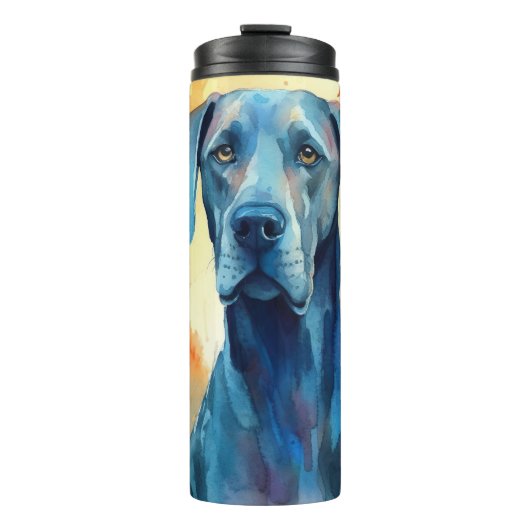 Halloween Great Dane met pompoenen eng Thermosbeker (Voorkant)