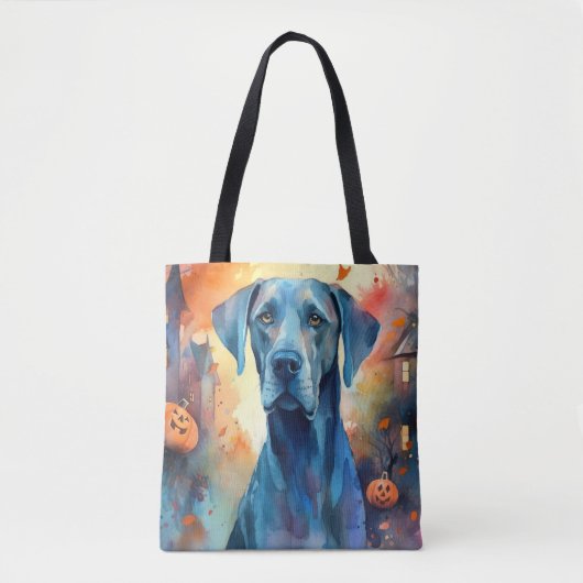 Halloween Great Dane met pompoenen eng Tote Bag (Voorkant)