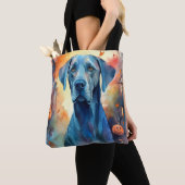 Halloween Great Dane met pompoenen eng Tote Bag (Dichtbij)