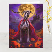 Halloween Great Dane Vampire Pumpkins eng Kaart (Gele Bloem)