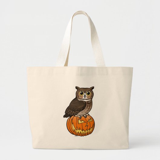 Halloween Great Horned Owl Grote Tote Bag (Voorkant)