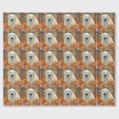 Halloween Great Pyrenees Met Pompoenen Eng Cadeaupapier (Vlak)