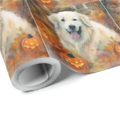 Halloween Great Pyrenees Met Pompoenen Eng Cadeaupapier (Rol Hoek)
