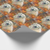 Halloween Great Pyrenees Met Pompoenen Eng Cadeaupapier (Hoek)