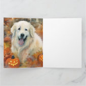 Halloween Great Pyrenees Met Pompoenen Eng Kaart (Binnen)