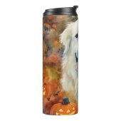 Halloween Great Pyrenees Met Pompoenen Eng Thermosbeker (Gedraaid links)