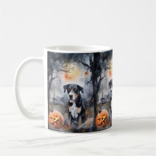 Halloween Greater Swiss met pompoenen eng Koffiemok
