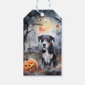 Halloween Greater Swiss with Pumpkins Scary Cadeaulabel (Achterkant)