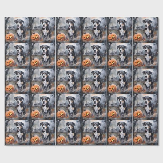 Halloween Greater Swiss with Pumpkins Scary Cadeaupapier (Vlak)