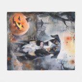 Halloween Greater Swiss with Pumpkins Scary Fleece Deken (Voorkant (Horizontaal))