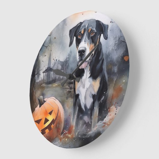 Halloween Greater Swiss with Pumpkins Scary Grote Klok (Hoek)