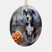 Halloween Greater Swiss with Pumpkins Scary Keramisch Ornament (Rechts)