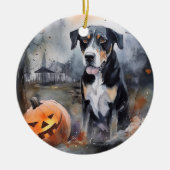 Halloween Greater Swiss with Pumpkins Scary Keramisch Ornament (Voorkant)