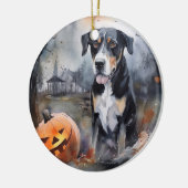 Halloween Greater Swiss with Pumpkins Scary Keramisch Ornament (Links)