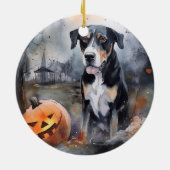 Halloween Greater Swiss with Pumpkins Scary Keramisch Ornament (Achterkant)