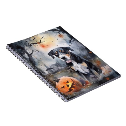 Halloween Greater Swiss with Pumpkins Scary Notitieboek (Rechterzijde)