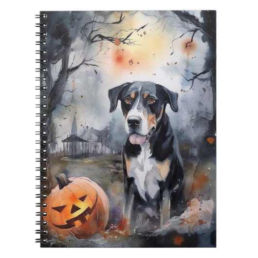Halloween Greater Swiss with Pumpkins Scary Notitieboek (Voorkant)