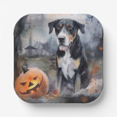 Halloween Greater Swiss with Pumpkins Scary Papieren Bordje (Voorkant)